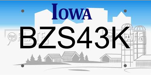 BZS43K Iowa License Plate