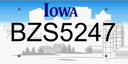 BZS5247 Iowa License Plate