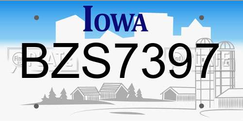 BZS7397 Iowa License Plate