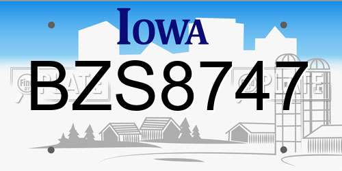 BZS8747 Iowa License Plate