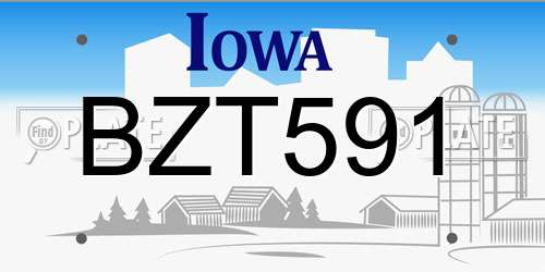 BZT591 Iowa License Plate