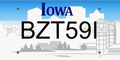 BZT59I Iowa License Plate