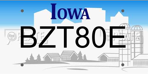 BZT80E Iowa License Plate
