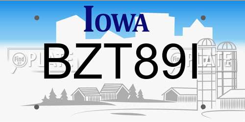 BZT89I Iowa License Plate