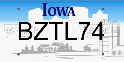 BZTL74 Iowa License Plate