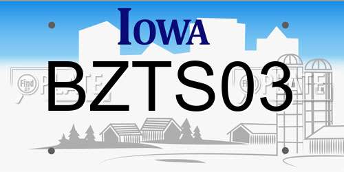 BZTS03 Iowa License Plate