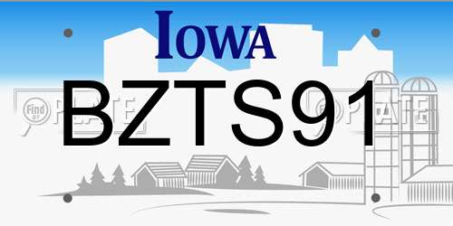 BZTS91 Iowa License Plate