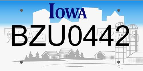 BZU0442 Iowa License Plate