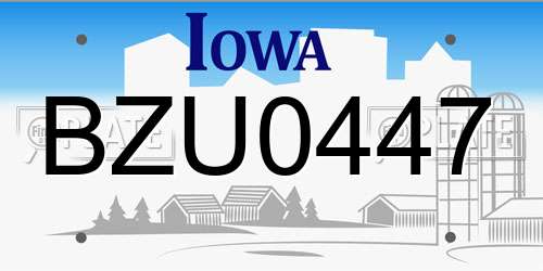 BZU0447 Iowa License Plate