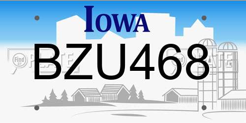 BZU468 Iowa License Plate