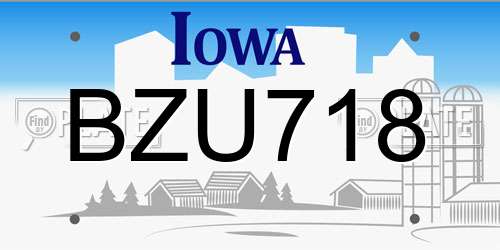 BZU718 Iowa License Plate