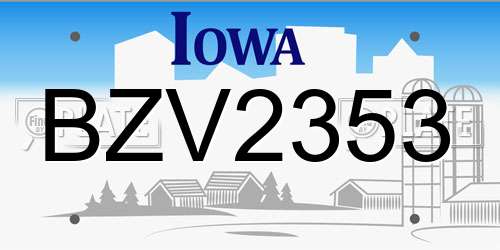 BZV2353 Iowa License Plate