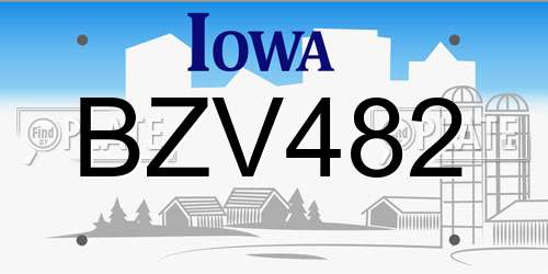 BZV482 Iowa License Plate