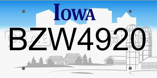 BZW4920 Iowa License Plate