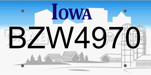 BZW4970 Iowa License Plate