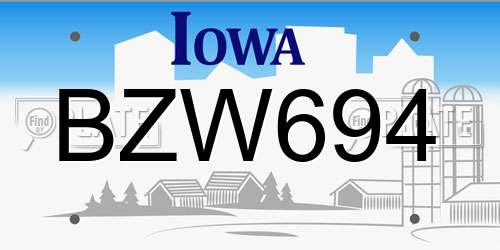 BZW694 Iowa License Plate