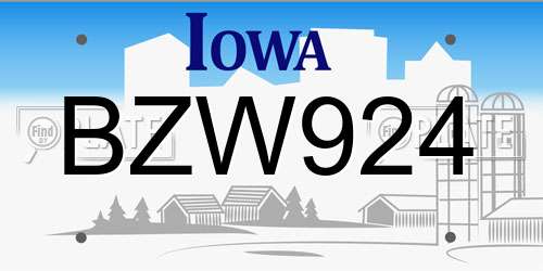 BZW924 Iowa License Plate