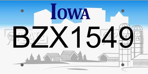 BZX1549 Iowa License Plate