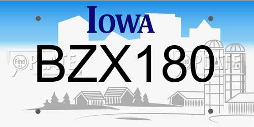 BZX180 Iowa License Plate
