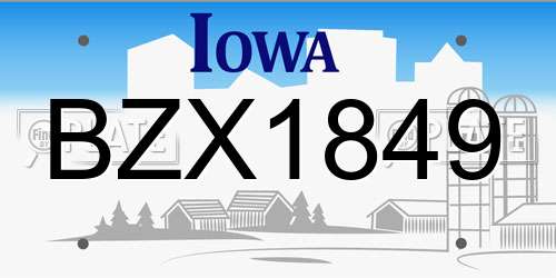 BZX1849 Iowa License Plate