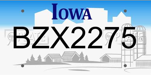 BZX2275 Iowa License Plate