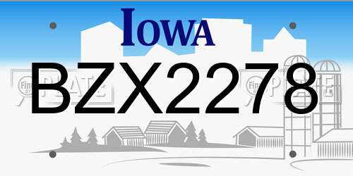 BZX2278 Iowa License Plate