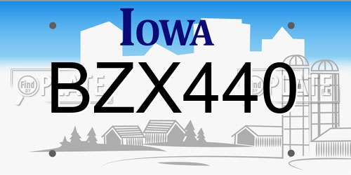 BZX440 Iowa License Plate