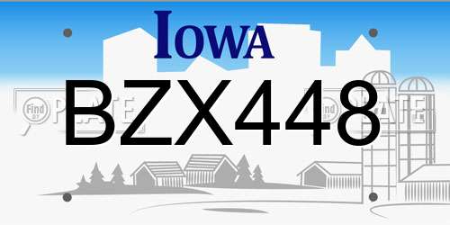 BZX448 Iowa License Plate