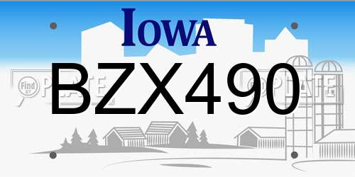 BZX490 Iowa License Plate