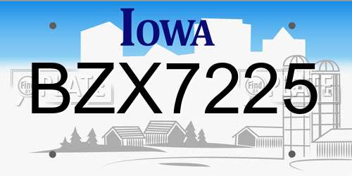 BZX7225 Iowa License Plate
