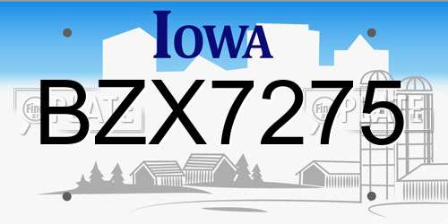 BZX7275 Iowa License Plate