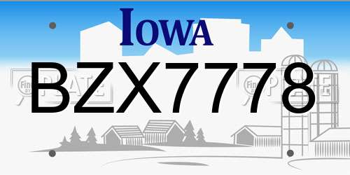 BZX7778 Iowa License Plate