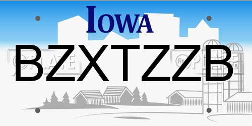 BZXTZZB Iowa License Plate
