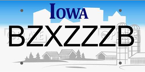BZXZZZB Iowa License Plate