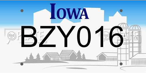 BZY016 Iowa License Plate