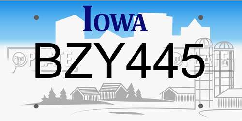 BZY445 Iowa License Plate