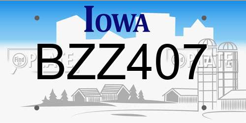 BZZ407 Iowa License Plate