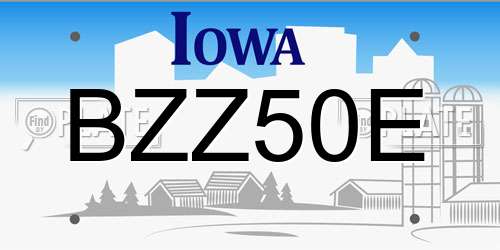 BZZ50E Iowa License Plate