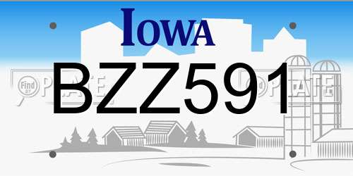 BZZ591 Iowa License Plate