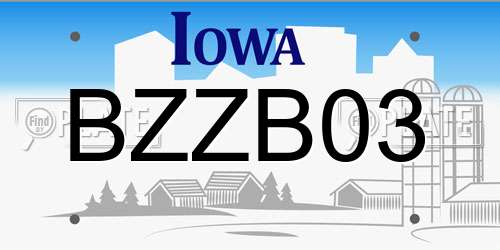 BZZB03 Iowa License Plate