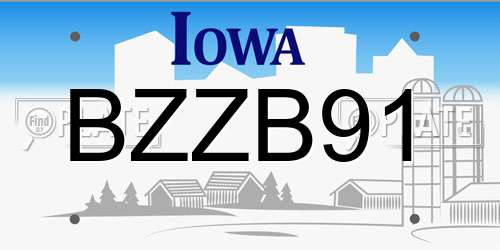 BZZB91 Iowa License Plate