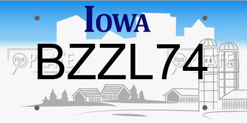 BZZL74 Iowa License Plate