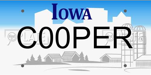 C00PER Iowa License Plate