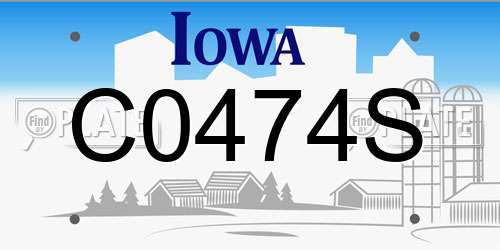 C0474S Iowa License Plate