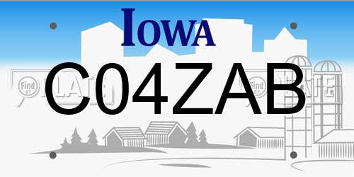 C04ZAB Iowa License Plate