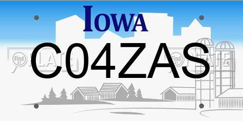 C04ZAS Iowa License Plate