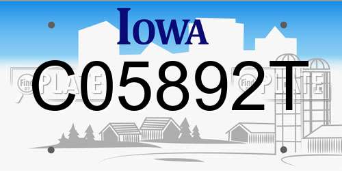 C05892T Iowa License Plate