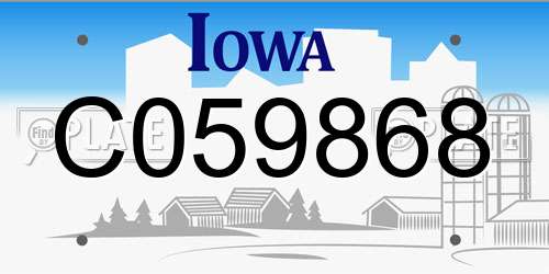C059868 Iowa License Plate