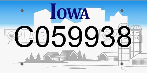 C059938 Iowa License Plate