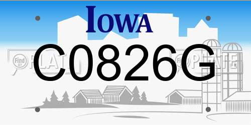 C0826G Iowa License Plate